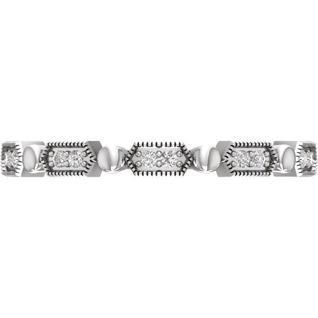 14K White .08 CTW Natural Diamond Stackable Ring