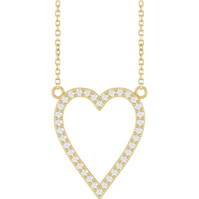 14K Yellow 1/4 CTW Natural Diamond Heart 18" Necklace