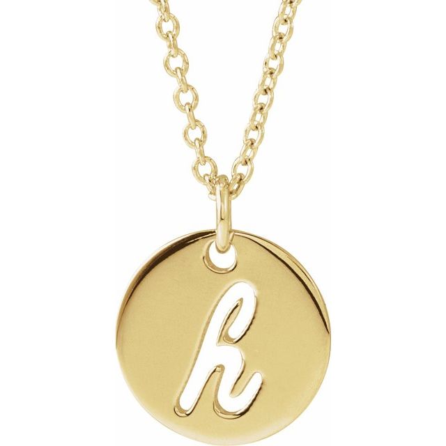 14K Yellow Script Initial H 16-18" Necklace