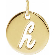 14K Yellow Script Initial H Pendant