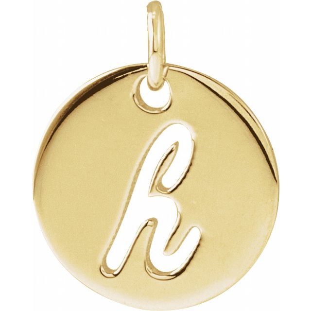 14K Yellow Script Initial H Pendant