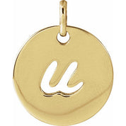 14K Yellow Script Initial U Pendant