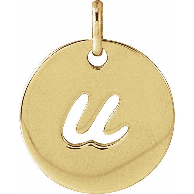 14K Yellow Script Initial U Pendant