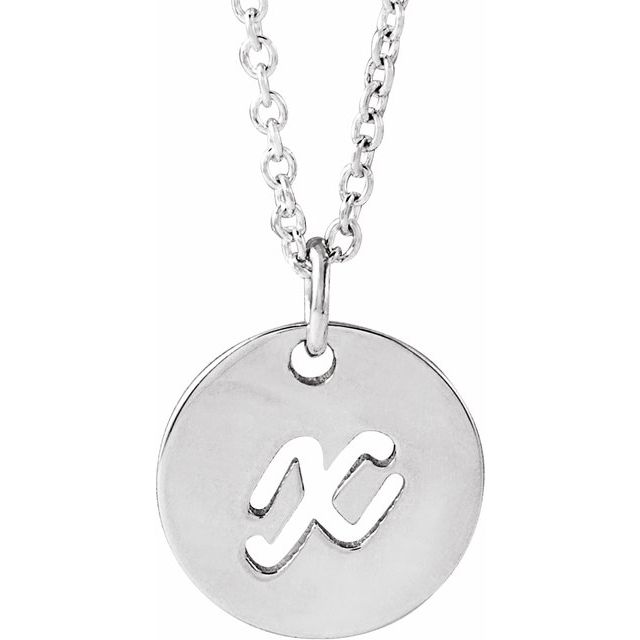 Sterling Silver Script Initial X 16-18" Necklace