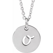 Sterling Silver Script Initial O 16-18" Necklace