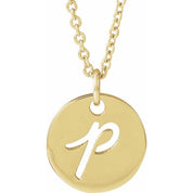 14K Yellow Script Initial P 16-18" Necklace