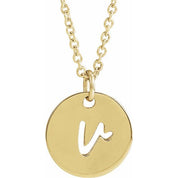 14K Yellow Script Initial V 16-18" Necklace