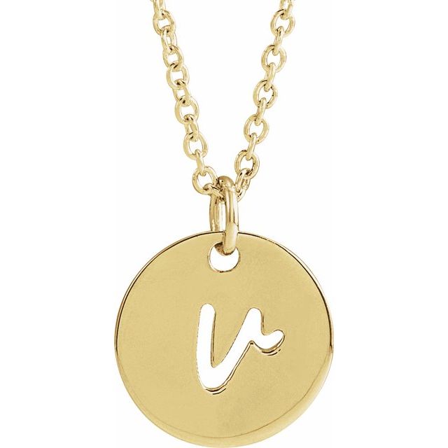 14K Yellow Script Initial V 16-18" Necklace