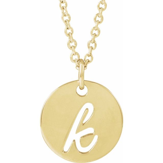 14K Yellow Script Initial K 16-18" Necklace