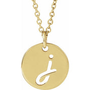 14K Yellow Script Initial J 16-18" Necklace