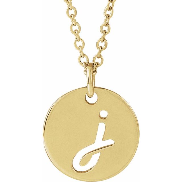 14K Yellow Script Initial J 16-18" Necklace