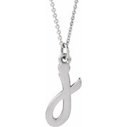 14K White Petite Initial J 16" Necklace