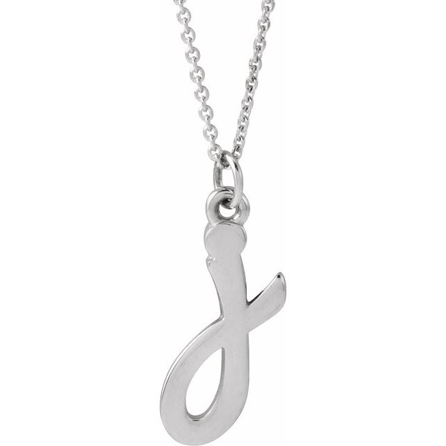14K White Petite Initial J 16" Necklace