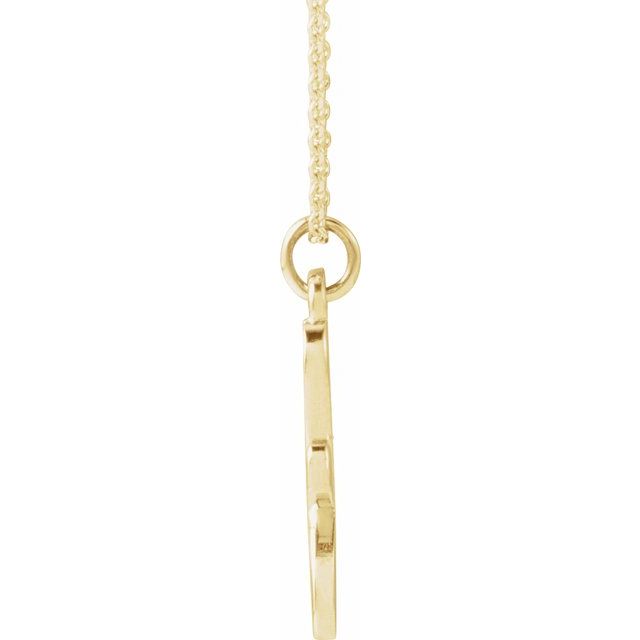 14K Yellow Petite Initial F 16" Necklace