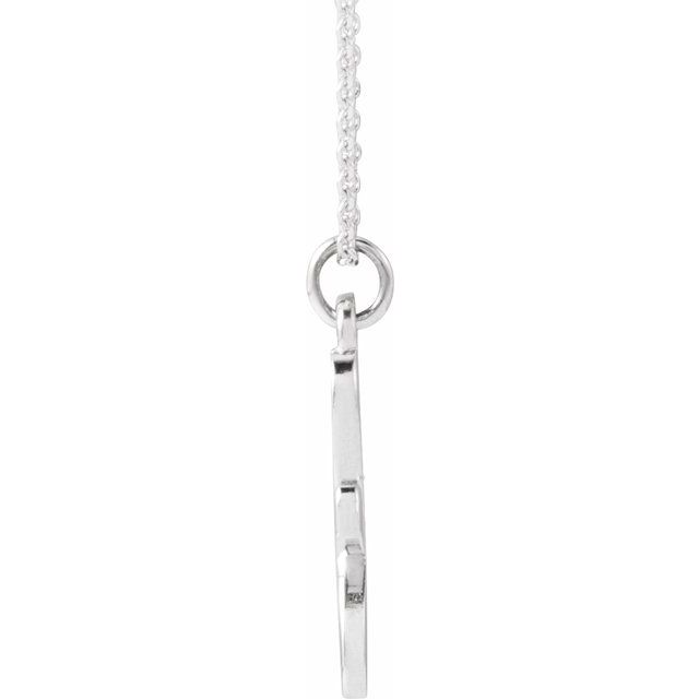 14K White Petite Initial F 16" Necklace