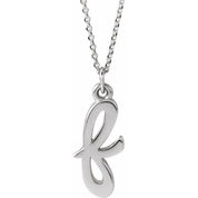 14K White Petite Initial F 16" Necklace