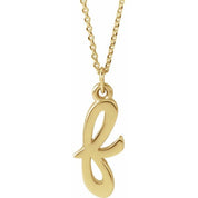 14K Yellow Petite Initial F 16" Necklace