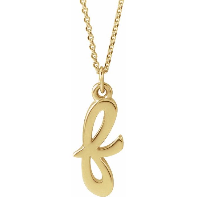 14K Yellow Petite Initial F 16" Necklace