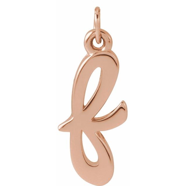 14K Rose Petite Initial F Pendant