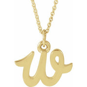 14K Yellow Petite Initial W 16" Necklace