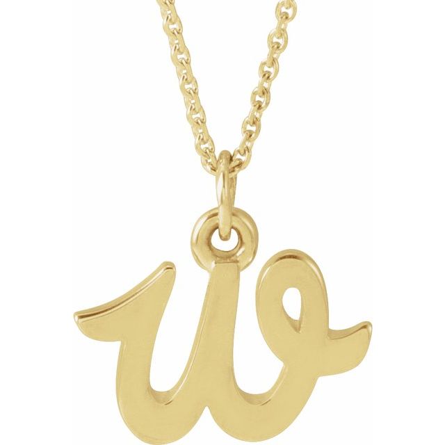 14K Yellow Petite Initial W 16" Necklace