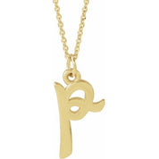 14K Yellow Petite Initial P 16" Necklace