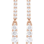 14K Rose 1/4 CTW Natural Diamond Dangle Earrings
