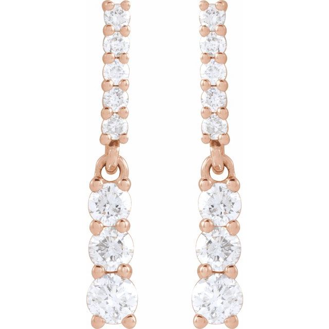 14K Rose 1/4 CTW Natural Diamond Dangle Earrings