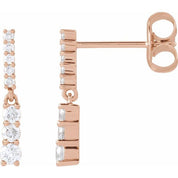 14K Rose 1/4 CTW Natural Diamond Dangle Earrings