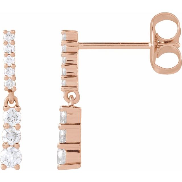14K Rose 1/4 CTW Natural Diamond Dangle Earrings