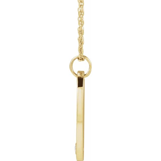 14K Yellow .015 CT Natural Diamond Engravable 16-18" Necklace