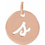 14K Rose Script Initial S Pendant