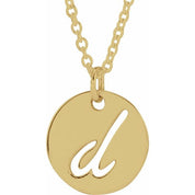 14K Yellow Script Initial D 16-18" Necklace