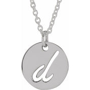 Sterling Silver Script Initial D 16-18" Necklace