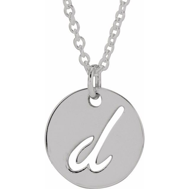 Sterling Silver Script Initial D 16-18" Necklace