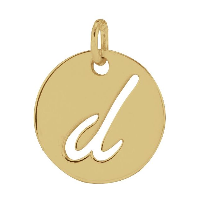 14K Yellow Script Initial D Pendant