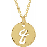 14K Yellow Script Initial Q 16-18" Necklace