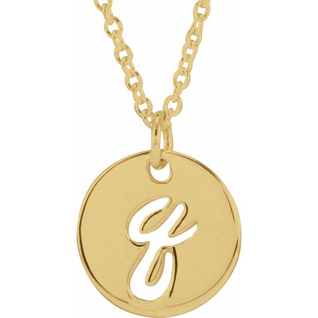 14K Yellow Script Initial Q 16-18" Necklace