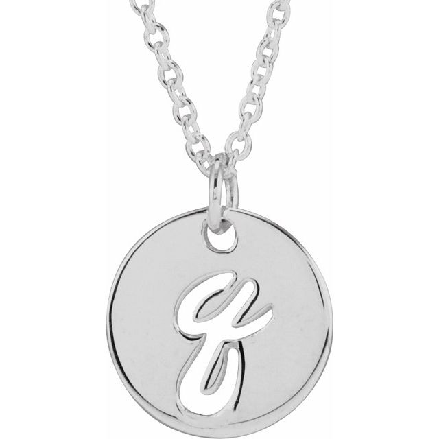 Sterling Silver Script Initial Q 16-18" Necklace