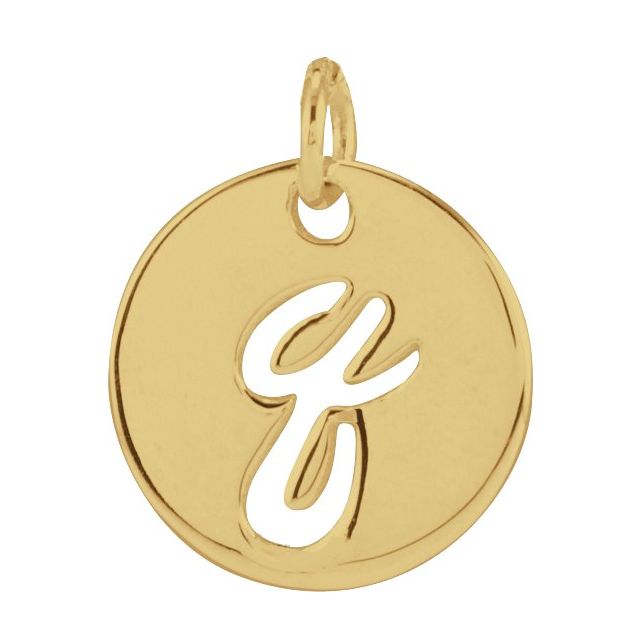 14K Yellow Script Initial Q Pendant