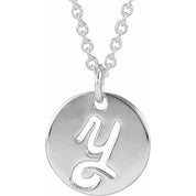 Sterling Silver Script Initial Y 16-18" Necklace