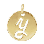 14K Yellow Script Initial Y Pendant