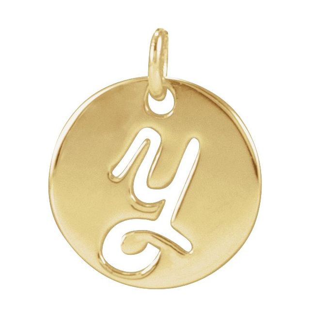 14K Yellow Script Initial Y Pendant