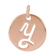 14K Rose Script Initial Y Pendant