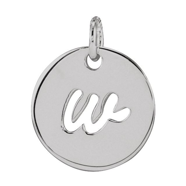 Sterling Silver Script Initial W Pendant