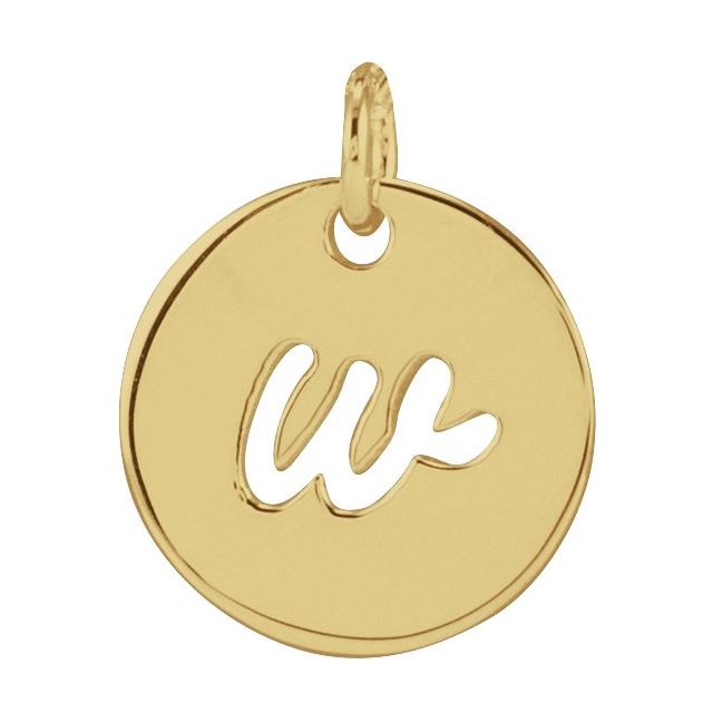 14K Yellow Script Initial W Pendant