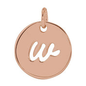14K Rose Script Initial W Pendant
