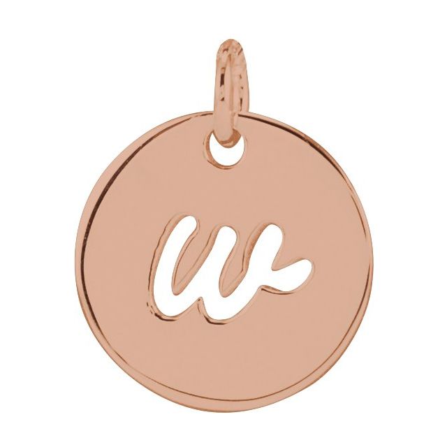 14K Rose Script Initial W Pendant