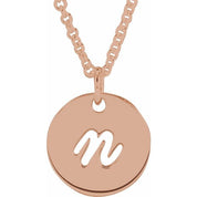 14K Rose Script Initial N 16-18" Necklace
