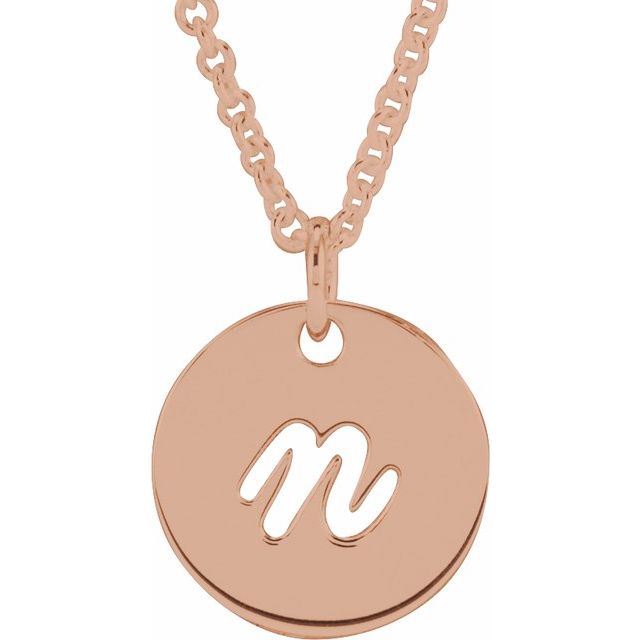 14K Rose Script Initial N 16-18" Necklace